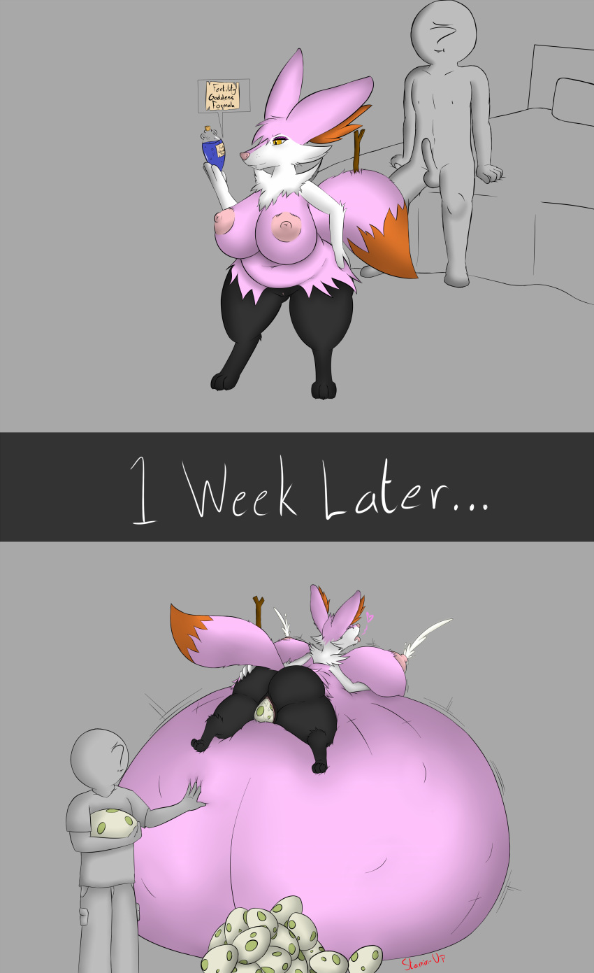 1boy 1girls alternate_color anon anthro anthrofied ass ass_expansion bed belly belly_expansion big_belly big_breasts big_butt birth braixen breast_expansion breasts chubby cute_fangs digitigrade duo egg egg_laying erection eyeliner female fur furry hand_on_ass hand_on_hip hand_on_stomach heart huge_breasts huge_butt hyper hyper_belly hyper_breasts hyper_pregnancy immobile inflation inner_ear_fluff invalid_tag jiggle kyra_(stamin-up) lying makeup male motion_lines nintendo nipples on_front open_mouth original_character partially_colored penis pink_fur plump_labia pokémon_(species) pokemon pokemon_(species) pokemon_xy potion pregnant puffy_nipples pussy pussy_juice rear_view shiny_pokemon shortstack sketch slightly_chubby stamin-up stick text thick_thighs time_skip tongue tongue_out tuft video_games voluptuous watermark wide_hips yellow_eyes