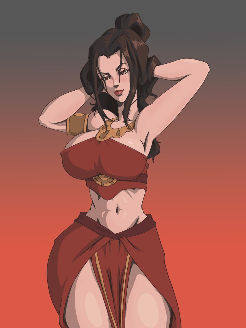 1girls avatar_legends avatar_the_last_airbender azula big_breasts blush brown_hair clothed clothing color female female_focus female_only fire_nation hi_res large_breasts light-skinned_female light_skin long_hair looking_at_viewer pelvic_curtain red_eyes solo solo_female thick_thighs wanderagro893