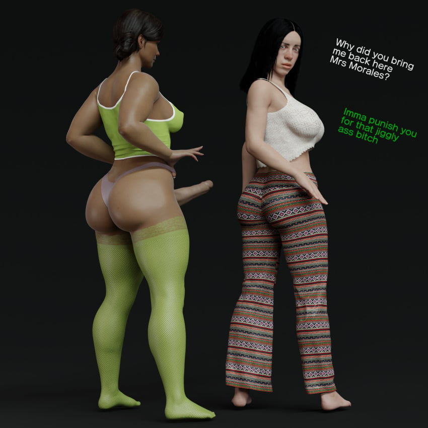 3d big_ass big_breasts big_butt big_dom_small_sub billie_eilish blender breasts bubble_butt busty celebrity curvaceous curvy curvy_figure erection fat_ass fat_butt female femdom flare_pants futa_on_female futanari heperson huge_ass jiggle jiggling_ass latina latina_milf leggings marvel milf rio_morales spider-man_(ps4) spider-man_(series) thick thick_ass thick_thighs thighhighs thighs tight_clothing tight_pants voluptuous voluptuous_female voluptuous_futanari