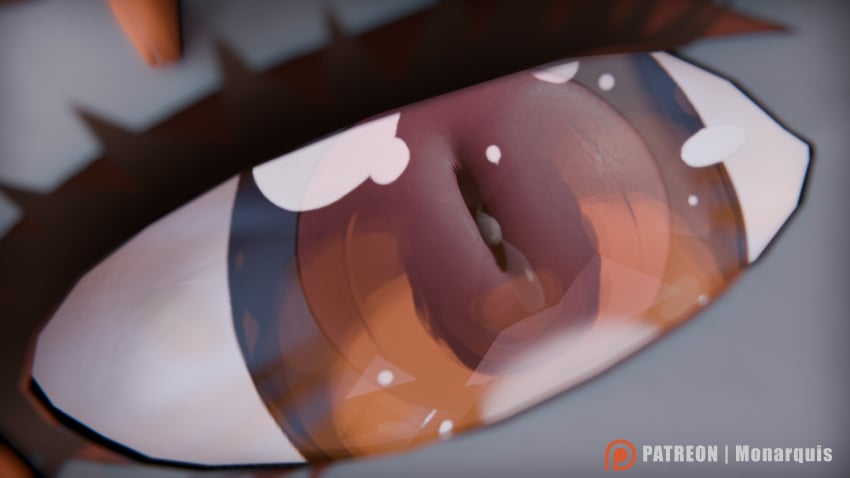 3d_(artwork) absurd_res anthro bodily_fluids cum cum_on_penis digital_media_(artwork) female focus_on_eyes genital_fluids genitals glande glistening glistening_eyes hi_res momo_(monarquis) monarquis penis reflection solo urethra