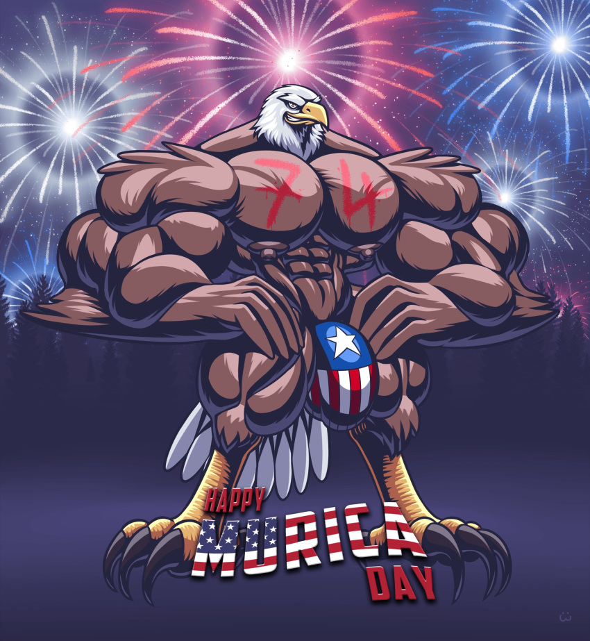 2017 4th_of_july abs accipitrid accipitriform american_eagle american_flag american_flag_underwear anthro avian bald_eagle bird bulge clothed clothing eagle hi_res holidays male male_only muscular muscular_anthro muscular_male nipples pecs sea_eagle solo underwear underwear_only united_states_of_america wolfiecanem