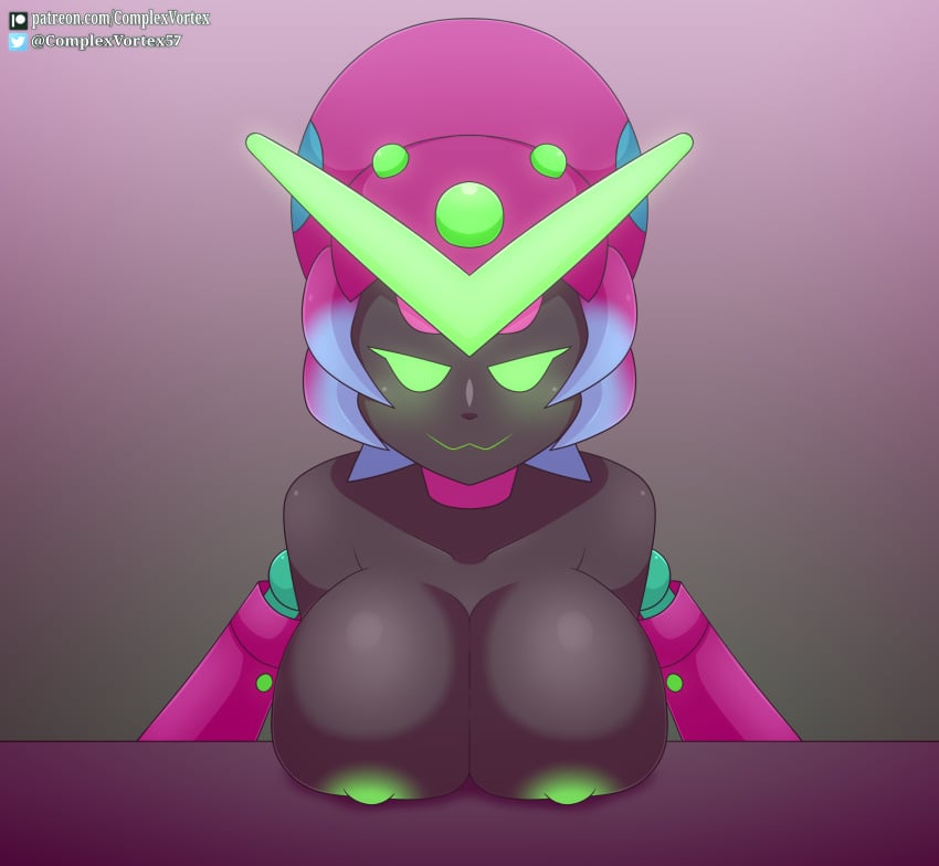 big_breasts blush brawl_stars breasts charlie_(brawl_stars) complex_vortex hi_res huge_breasts nipples nude nude_female patreon patreon_username simple_background smile solo spider spider_girl supercell virus_charlie_(brawl_stars)