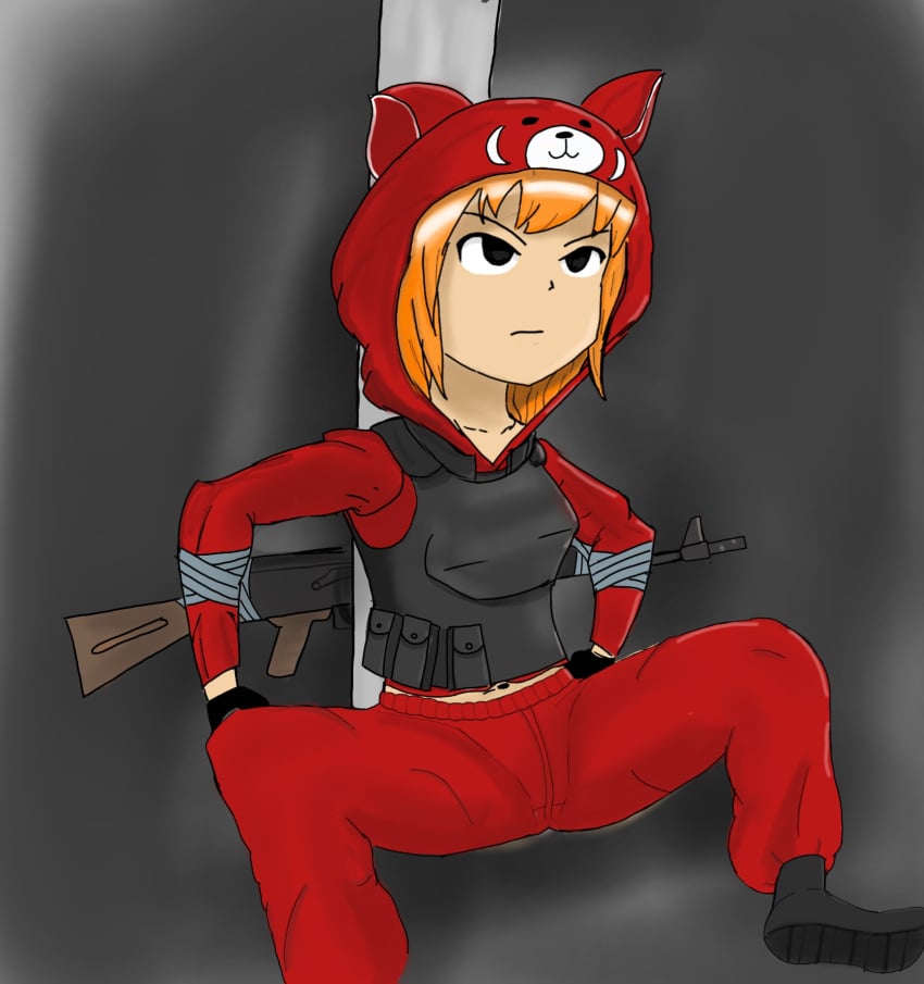 1girls angry arsenal_(rolve) artist_request clothed gun hood imminent_rape red_clothing red_panda_(rolve) restrained roblox roblox_game robloxian rolve source_request tagme tied_up vest