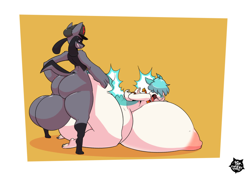 anthro ass balls big_balls big_breasts big_butt big_penis breasts duo female genitals gino_(bassman97) hi_res huge_balls huge_breasts huge_butt hyper hyper_balls hyper_breasts hyper_butt hyper_genitalia male male/female nintendo penis pokémon_(species) pokemon riolu thewilldpink video_games