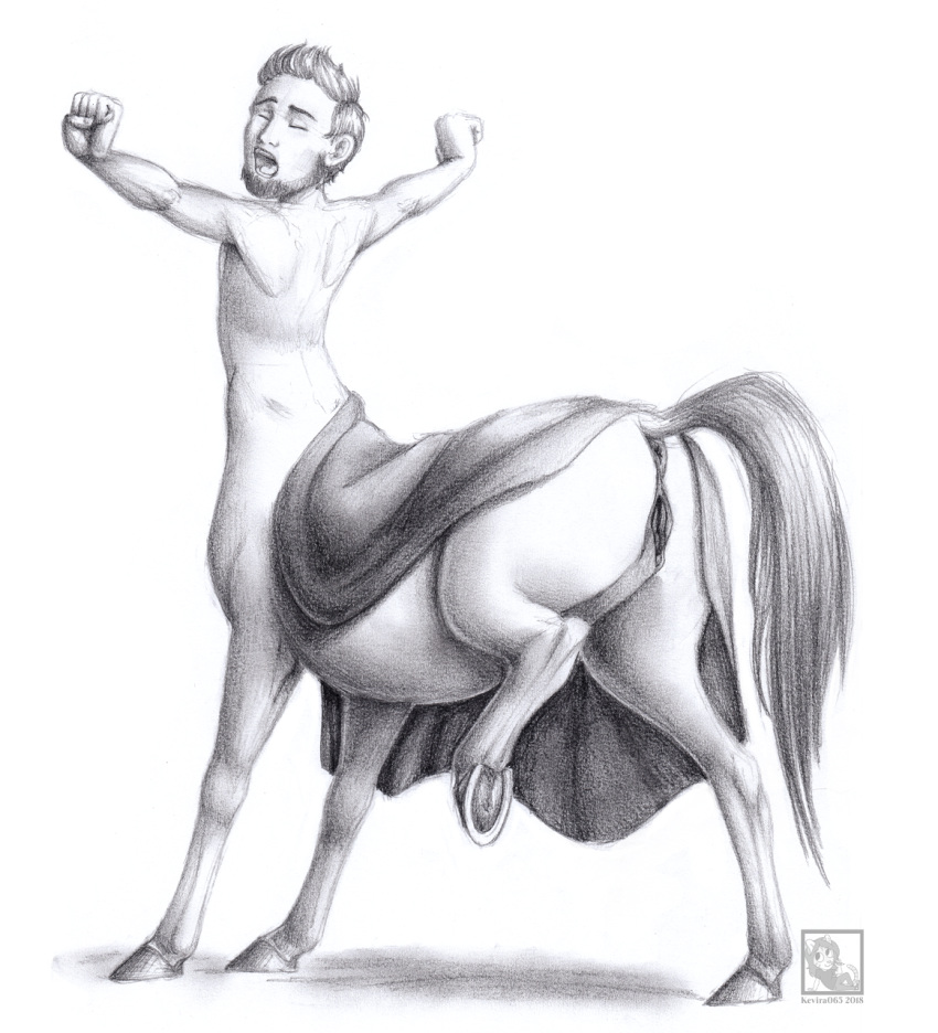 centaur cuntboy equine equine_taur intersex kevira065 mammal raised_leg raised_tail solo stretching taur