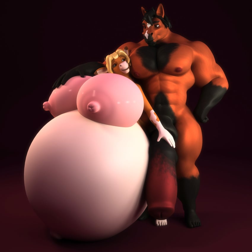 3d annabelle_cow anthro anthroanim belly big_belly big_breasts bovine breasts cum equine female hi_res huge_breasts hyper hyper_belly hyper_penis inflation male mammal penis sebastian_horse stomach_bulge