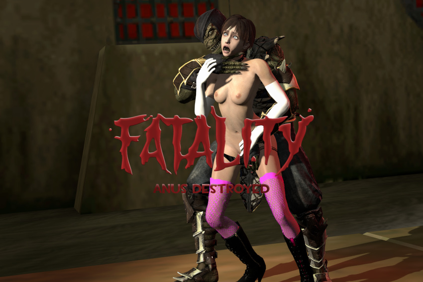 3d anal anthro breasts defeated fatality female finish! finished human interspecies lizardman male mortal_kombat nipples open_mouth rape rebecca_chambers reptile_(mortal_kombat) resident_evil scalie source_filmmaker straight