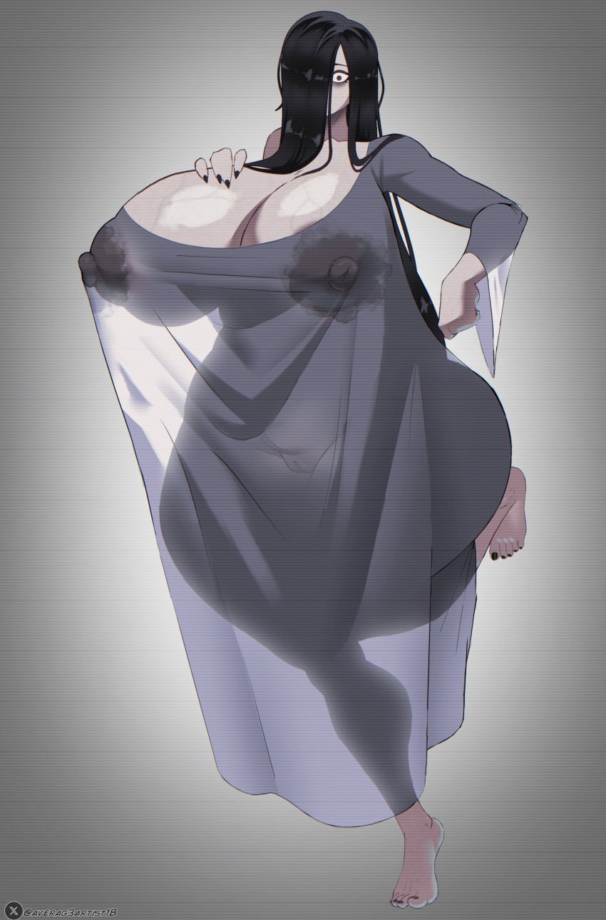 1girl 1girls 2026 averag3artist averag3artist18 barefeet barefoot big_areola big_breasts black_eyes black_hair black_nail_polish black_nails breasts brown_nipples clothed clothing commission commission_art commissioner_upload effectively_nude feet female female_focus female_only ghost_girl hair_over_one_eye huge_breasts long_hair nail_polish nails nails_painted pale-skinned_female pale_skin pussy sadako sadako_yamamura see-through_clothes see-through_clothing solo solo_female solo_focus the_ring thick_thighs thighs toes vagina vein veins veiny veiny_breasts vhs_filter watermark