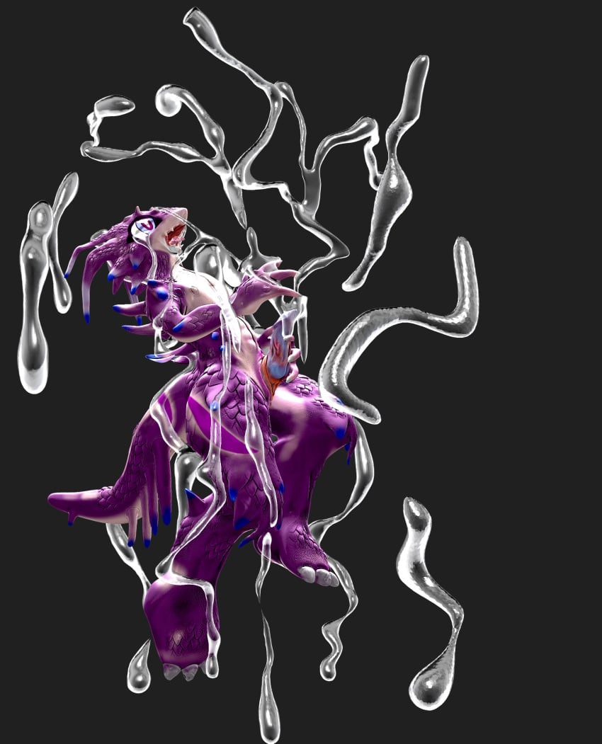 3d anthro crying cum cum_everywhere cum_on_self dragon feet floating hi_res holding_penis male male_only messy open_mouth penis purple_scales scales scalie sdx3 simple_background solo tapering_penis tears