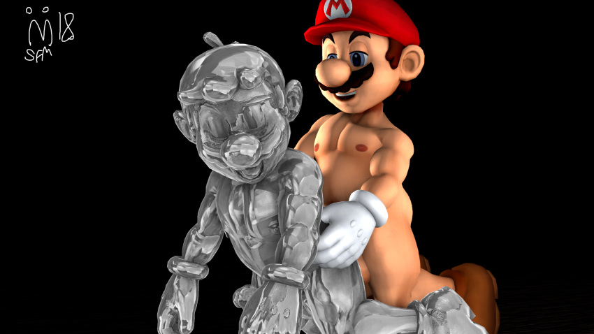 anal brown_hair male male_only mario mario_(series) metal_mario nintendo silver_skin super_mario_64