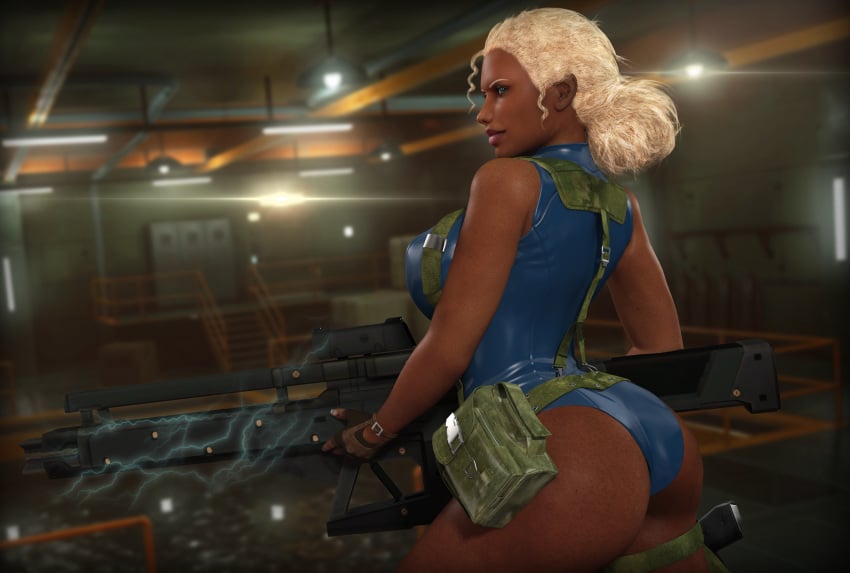 1girls 3d blonde_hair blue_eyes dark-skinned_female dark_skin female female_only fortune_(mgs2) helena_dolph_jackson metal_gear metal_gear_solid metal_gear_solid_2 rasmus-the-owl solo solo_female