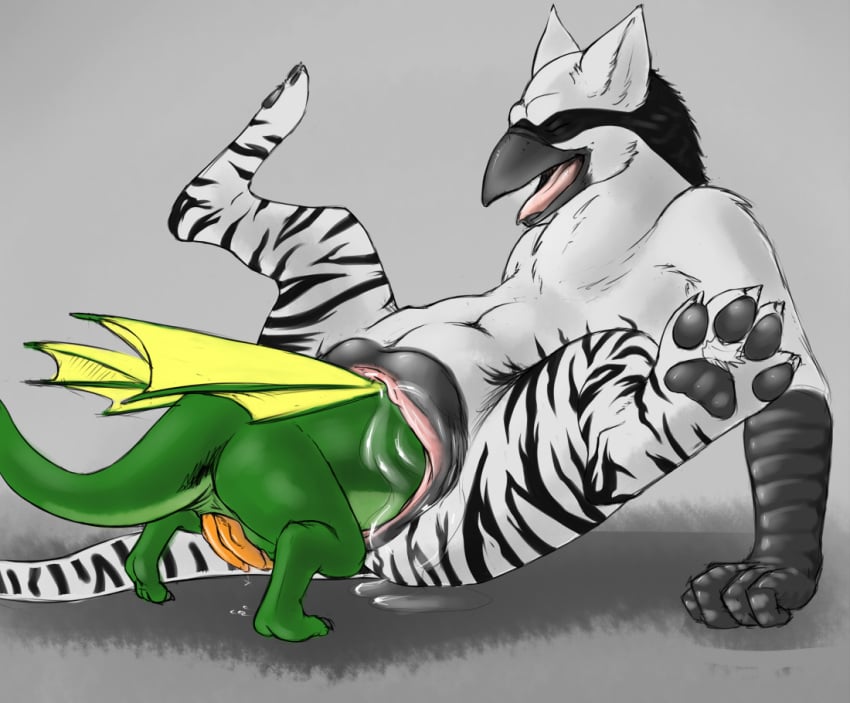 2boys anthro avian beak ceylon cuntboy diphallia diphallism dragon dragon_in_vagina dragon_insertion duo featureless_chest feral feral_dragon gay greenwing_(character) grey_background gryphon intersex live_insertion living_insertion lying male male/cuntboy male/male male_dragon male_only membranous_wings micro_in_vagina micro_insertion micro_on_macro multi_genitalia multi_penis nude on_back open_mouth pawpads paws penis pussy pussy_juice runa216 simple_background spread_legs spreading story story_in_description talons tieldraggy unbirthing vagina vaginal_penetration vore wings yaoi