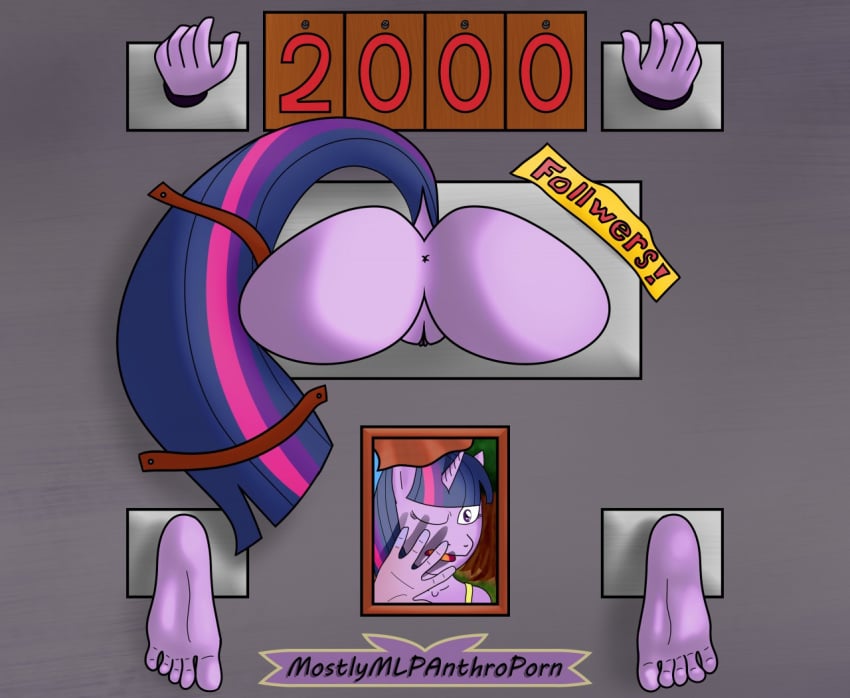 5_fingers 5_toes anthro anus ass barefoot bondage bound equine feet female friendship_is_magic mammal mostlymlpanthroporn my_little_pony nude public_use pussy solo stuck_in_wall through_wall toes twilight_sparkle_(mlp)