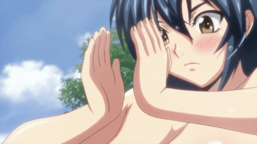 10s 1girls animated areolae blue_hair blush bounce bouncing_breasts breasts breasts_out cleavage exposed_breasts female hoods_entertainment huge_breasts manyuu_chifusa manyuu_hikenchou nipples no_bra nude onsen open_mouth puffy_areola puffy_nipples screencap solo takagi_jun yellow_eyes