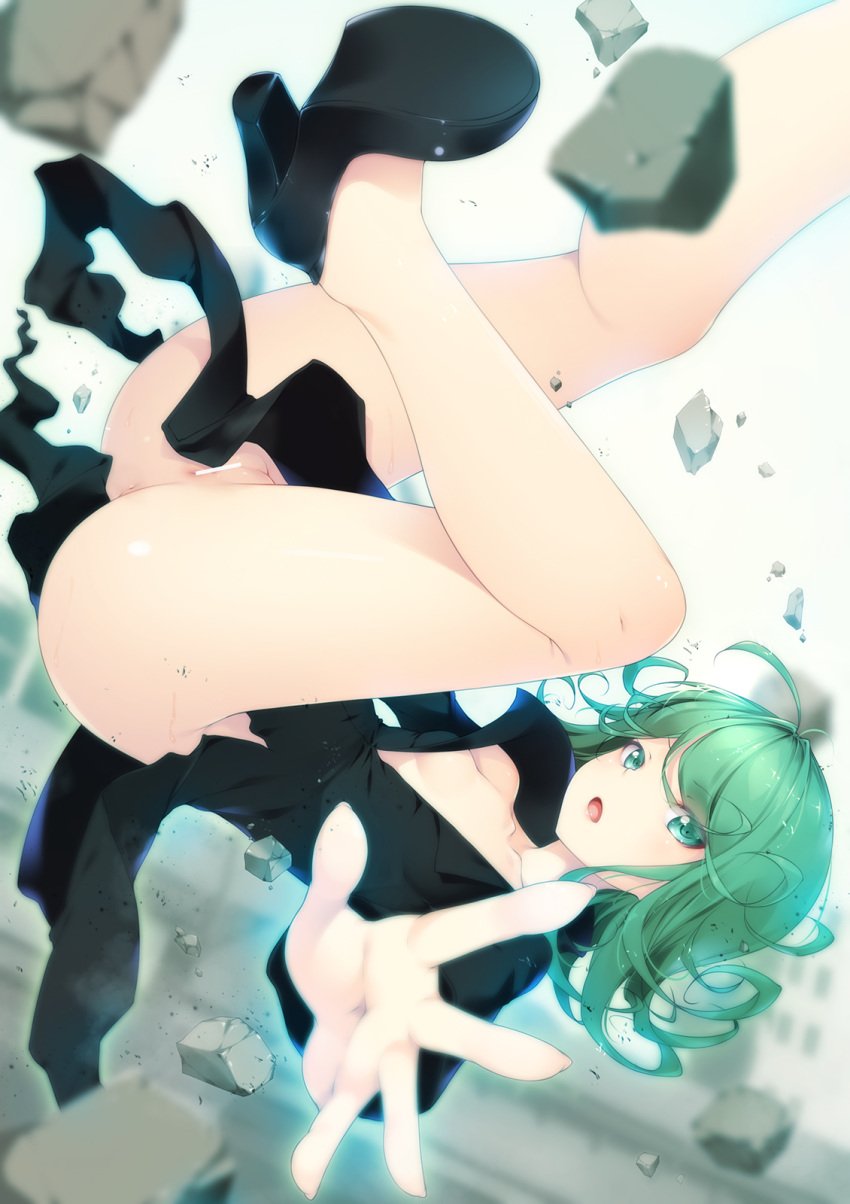 1girls censored female female_only green_hair heels high_heels mogu one-punch_man pussy solo tatsumaki