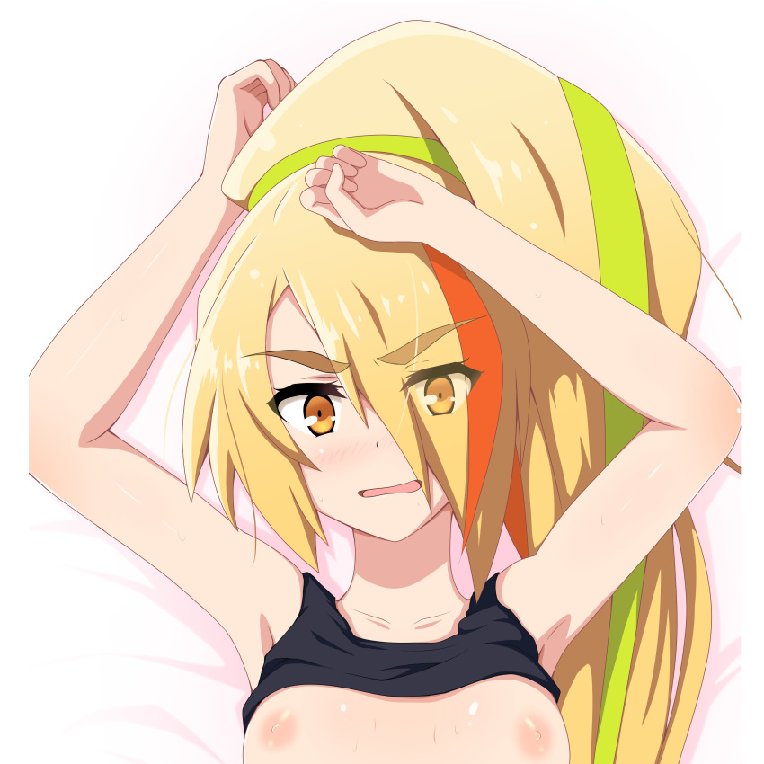 blonde_hair female kirishima_noa nikaidou_saki nipples yellow_eyes zombie_land_saga