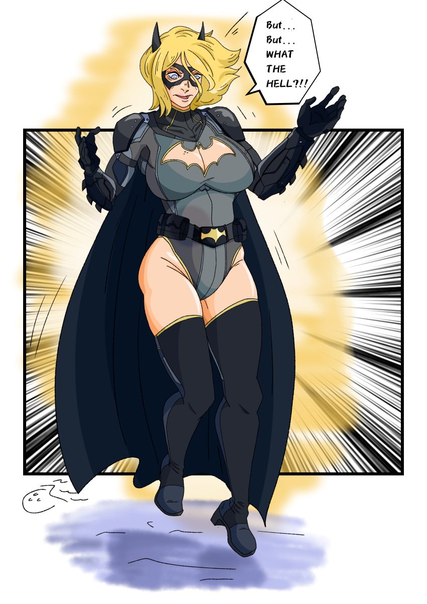 1girls bat_costume bat_cowl bat_symbol batman batsuit big_ass big_breasts big_butt black_cape blonde_female blonde_hair blonde_hair_female blue_eyes bob_cut breasts breasts_bigger_than_head bruce_wayne bubble_ass bubble_butt cape cleavage cleavage_cutout cleavage_window dc dc_comics dialogue dialogue_bubble domino_mask exposed_thighs female female_focus gauntlets gender_transformation genderswap_(mtf) hourglass_figure jmermelade karen_starr kryptonian male_to_female power_girl rule_63 superheroine text text_bubble thick thick_ass thick_legs thick_thighs thigh_highs transformation wide_hips