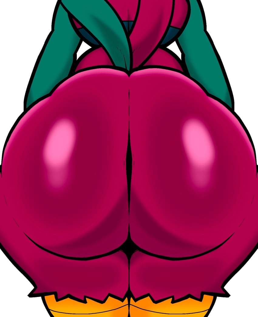 2024 anthro ass avian big_butt butt_focus digital_drawing_(artwork) digital_media_(artwork) female hi_res huge_butt lewdewott pepper_(suggestivebug) raised_tail rear_view simple_background solo standing tail thick_thighs white_background