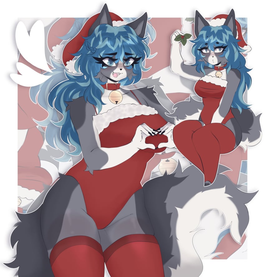 1girls anthro breasts christmas cleavage female female_focus female_only fur furry purrkuri tail vampibat