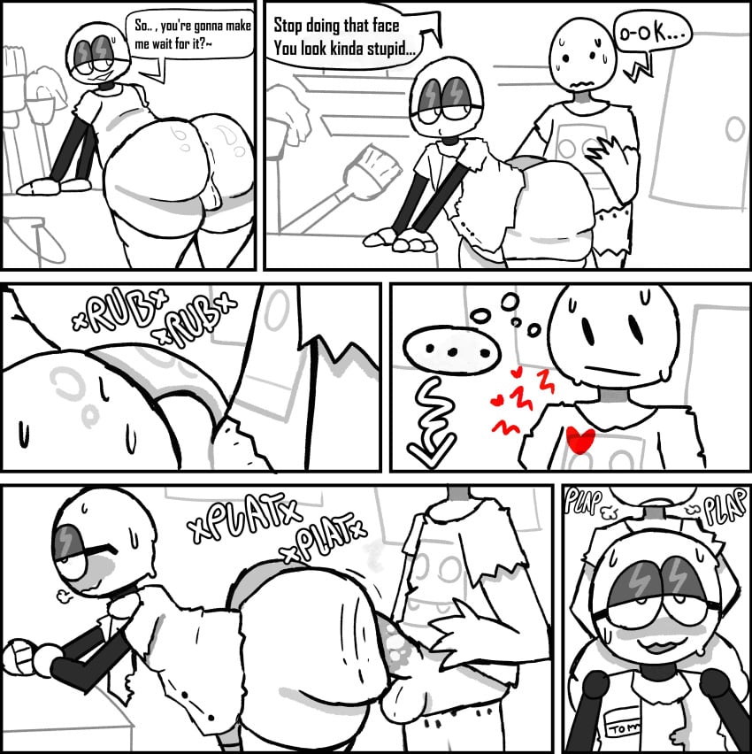 ass ass_focus bedroom_eyes comic_page comic_panel comic_strip el_sick english_text femboy femboy_ass gray_skin grey_skin heart_beating looking_at_partner male male_focus male_only moaning nerd nerdy plapping rubbing_ass rubbing_ass_on_penis rubbing_penis smiling speech_bubble speech_bubbles tagme_(character)