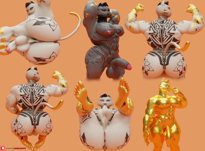 abs anthro ass ass balls big_ass big_butt big_pecs big_penis camseven cock feet feline feline_humanoid fortnite furry gold male male_only meowdas multiple_poses muscular muscular_male pecs pectorals tagme