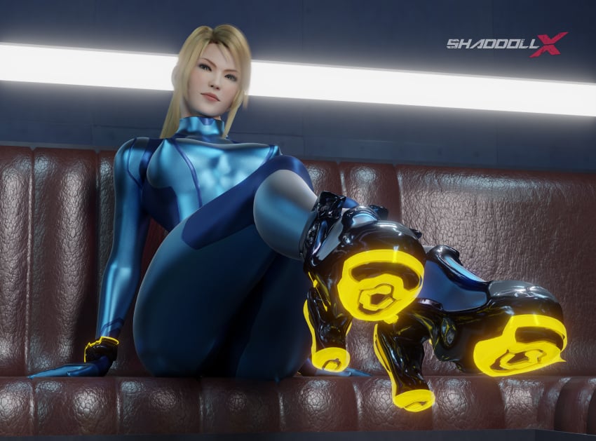 3d blonde_hair heel_boots heels hi_res high_heels highres nintendo nipples_visible_through_clothing samus_aran sarah_bryant shaddoll_x zero_suit_samus