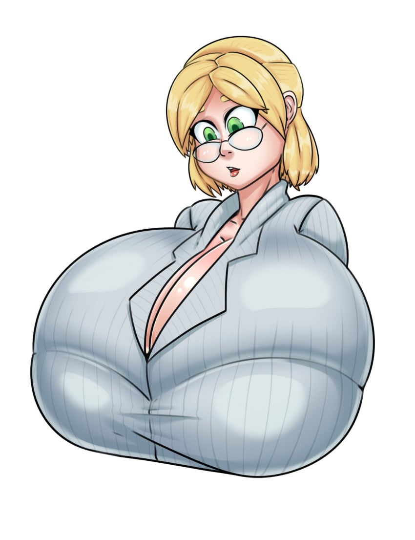 1girls blonde_hair capcom dead_rising female female_only glasses green_eyes huge_breasts hyper hyper_breasts jessica_mccarney light-skinned_female raiden_artworks red_lipstick tagme