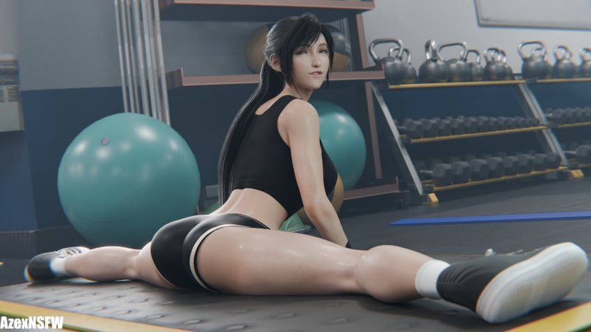 1girls 3d alluring ass ass_focus azexnsfw big_breasts biting_lip black_hair blender boots breasts clothed clothed_female clothing dat_ass female female_focus female_only final_fantasy final_fantasy_vii final_fantasy_vii_remake fit fit_female gym gym_clothes gym_shirt indoors long_hair looking_at_viewer looking_over_shoulder perfect_body ponytail posing posing_for_the_viewer red_eyes round_ass round_butt seductive_look solo solo_female solo_focus spread_legs stretching teasing tifa_lockhart