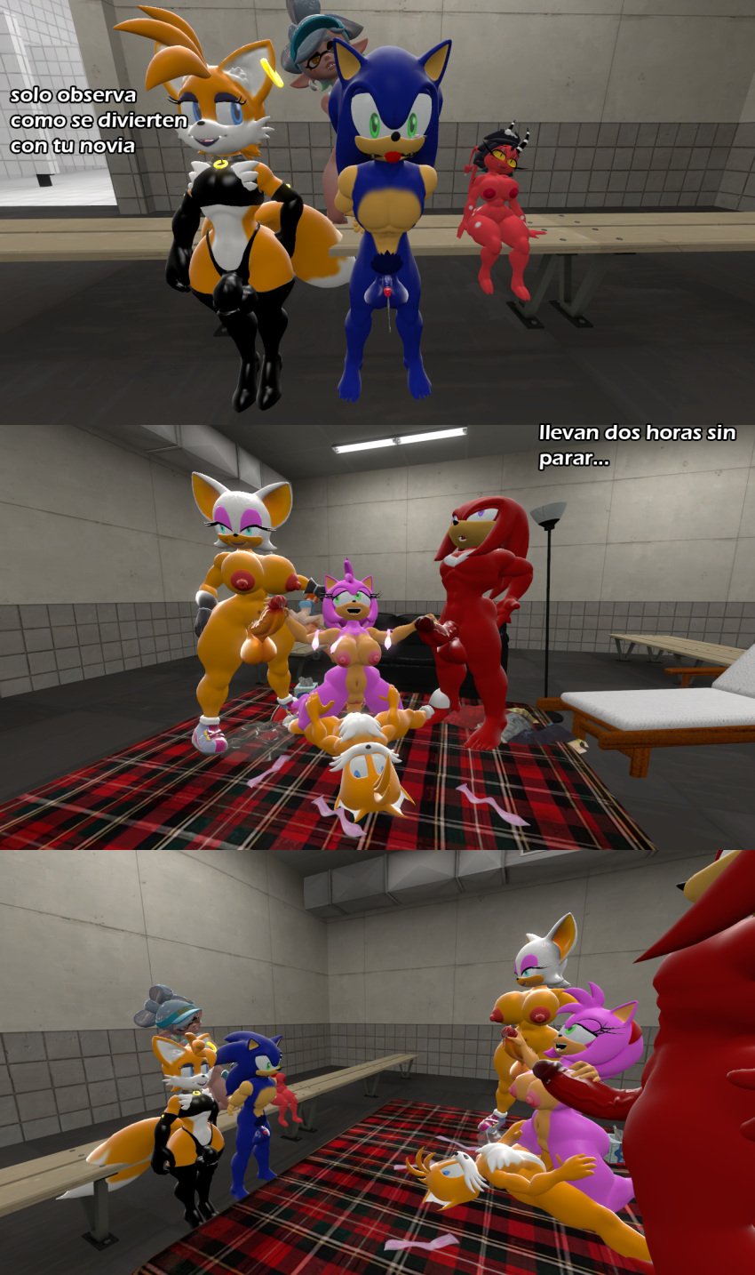 amy_rose big_balls big_penis condom knuckles_the_echidna lustyminaa77 marie_(splatoon) rouge_the_bat small_penis sonic_the_hedgehog_(series) tails_the_fox