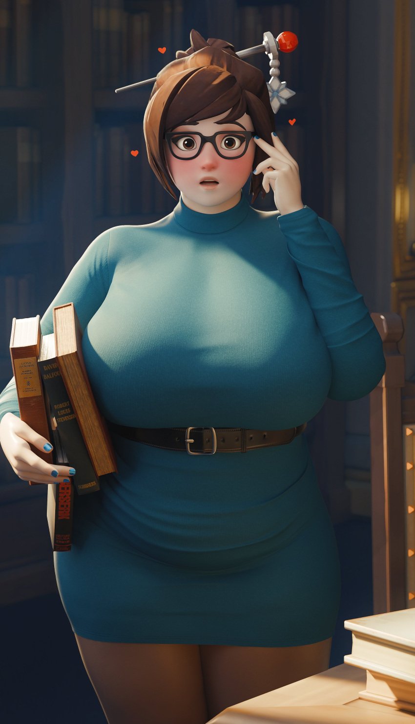 3d asian asian_female big_breasts blush chubby chubby_female fugtrup huge_breasts looking_at_viewer mei_(overwatch) mei_ling_zhou overwatch thick_thighs voluptuous voluptuous_female