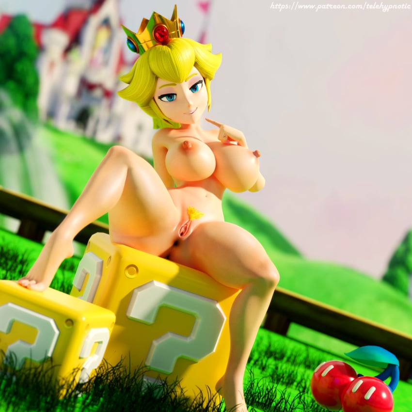 1girls 3d 3d_(artwork) ?_block anus blonde_hair blue_eyes breasts castle crown double_cherry eyelashes female female_only grass human human_only light-skinned_female light_skin looking_at_viewer mario_(series) mature mature_female mature_woman nintendo nipples nude nude_female outdoors princess princess_peach pubic_hair pussy royalty sitting solo solo_female telehypnotic voluptuous voluptuous_female