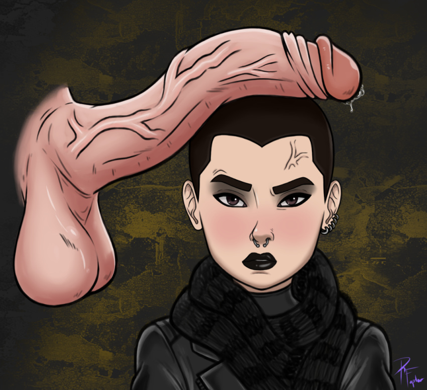 balls big_balls big_penis black_lipstick brianna_hildebrand brown_eyes clothing deadpool deadpool_(film) disembodied_penis ear_piercing ellie_phimister faceless_male female goth huge_cock large_penis lipstick long_penis male marvel negasonic_teenage_warhead nose_piercing orientation_play penis penis_on_head piercing precum retrofaptor serious shaved_pussy signature superheroine testicles thick_penis uncut vein veiny_penis x-men