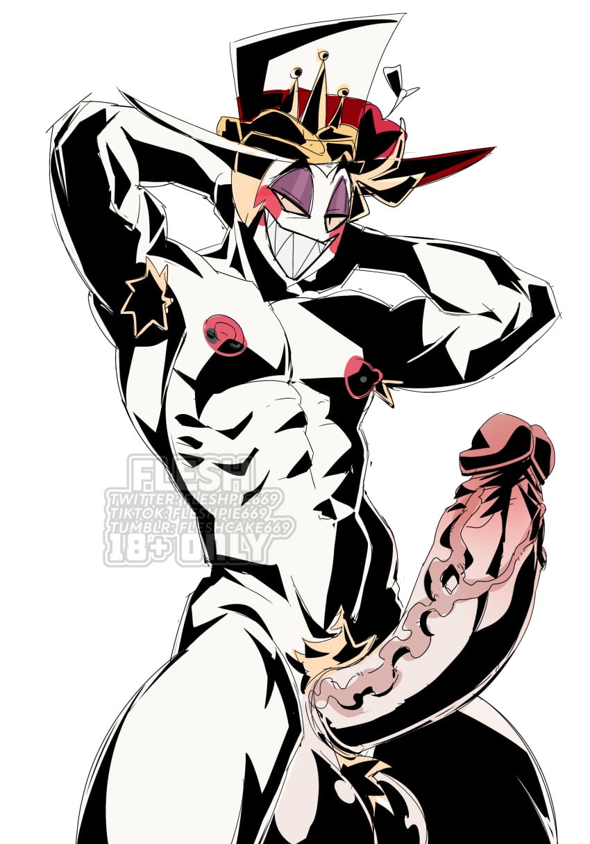 1boy arms_up big_penis buff cock fleshpie669 giant_penis gigantic_penis hairy hairy_armpits hairy_male hazbin_hotel huge_cock looking_at_viewer lucifer_morningstar_(hazbin_hotel) monster_cock muscular muscular_male nipple_piercing nipples penis penis_out pierced_nipples piercing piercings pubic_hair sharp_teeth toned toned_body toned_male