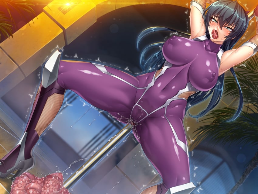 ahe_gao anus blush breasts candle censored erect_nipples female game_cg igawa_asagi kagami_hirotaka long_hair nipples open_mouth pole pussy pussy_juice taimanin_(series) taimanin_asagi taimanin_asagi_zero trembling wet wet_clothes