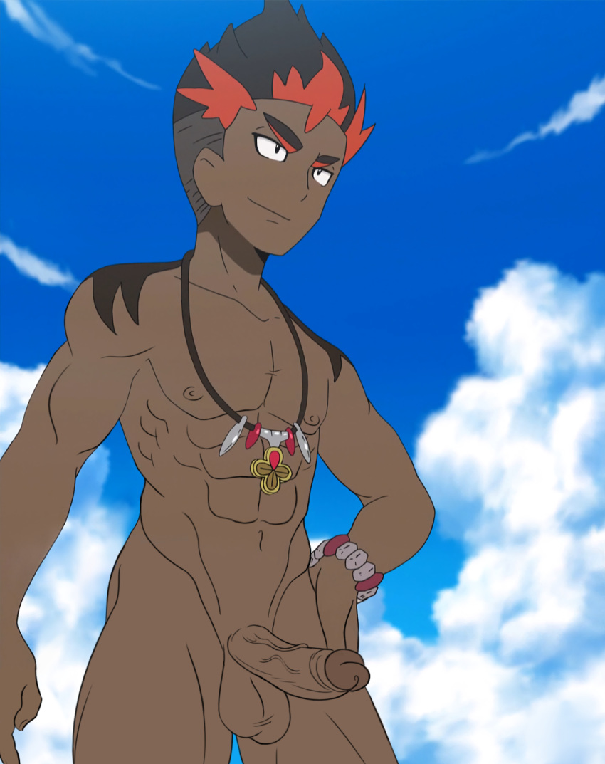 1boy abs dark-skinned_male dark_skin dhlinez dickhead_edits dickheadz334 edit kiawe_(pokemon) male male_only penis pokemon pokemon_sm screencap screenshot screenshot_edit solo veins veiny_penis