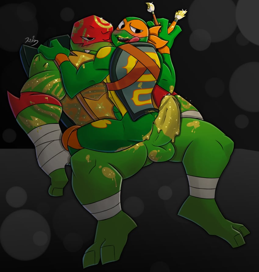 anthro balls bodypaint duo gay humanoid_penis incest male michelangelo michelangelo_(tmnt) penis raphael raphael_(tmnt) reptile rise_of_the_teenage_mutant_ninja_turtles rolz scalie teenage_mutant_ninja_turtles turtle yaoi