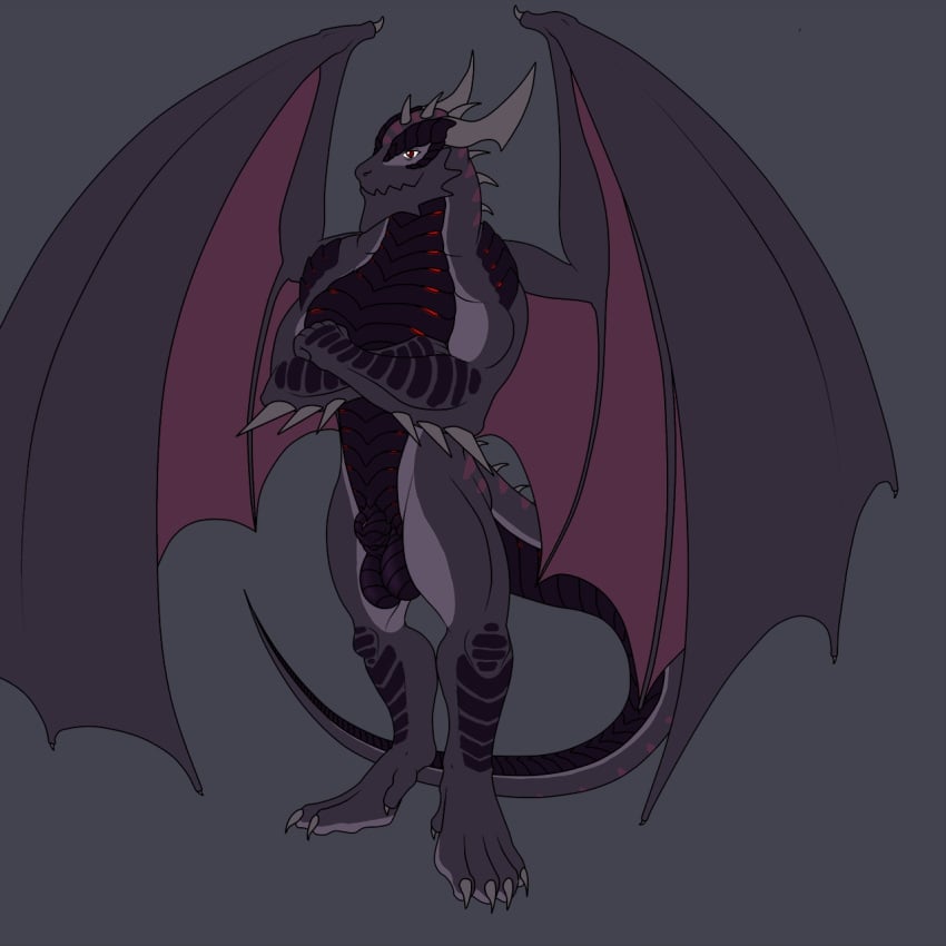 animal_genitalia anthro balls dragon emeraldwing highborn horn invalid_tag male scalie sheath solo wings