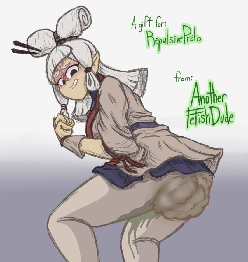 1girls breath_of_the_wild female light-skinned_female light_skin paya_(the_legend_of_zelda) peeing scat shit the_legend_of_zelda urine white_hair