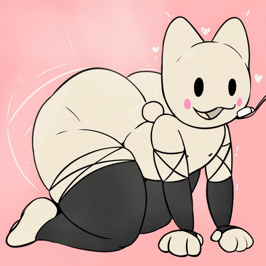 1boy 2024 anthro anthro_only arm_warmers armwear ass big_ass big_butt black_armwear black_legwear blush bottom_heavy cat_humanoid feline feline_humanoid fishnets gay heart heart_eyes huamnenoughbb huge_ass huge_butt jiggle jiggling_ass leggings male male_only nipples pudding tagme tail tailwag white_body wiggle_lines