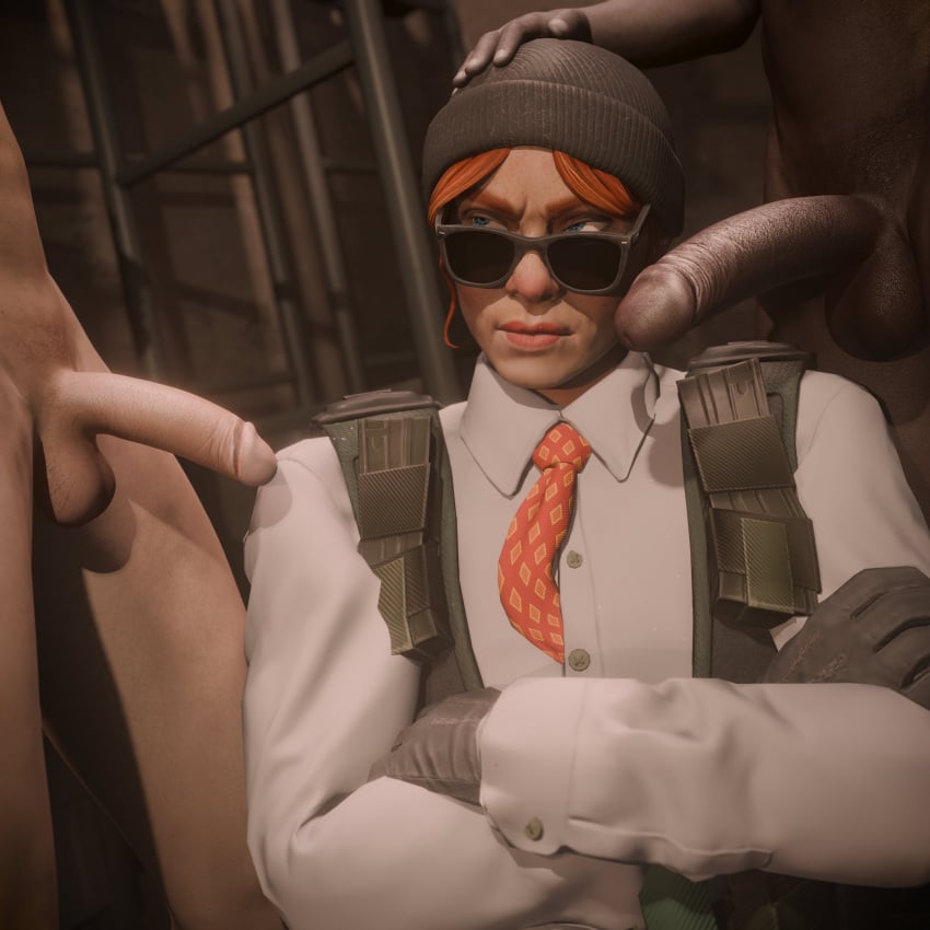 1girls 2boys clothed_female_nude_male counter-strike:_global_offensive counter-strike_(series) dark-skinned_male female getaway_sally imminent_oral male mmf plop_20 tag._your._posts. tagme valve