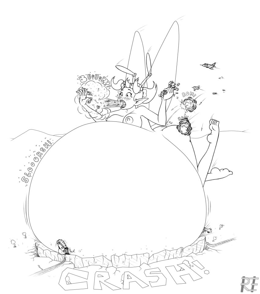 areolae belly breasts burp burping destruction fairy female frakass giantess huge_belly hyper_belly macro macro_belly nipples vore