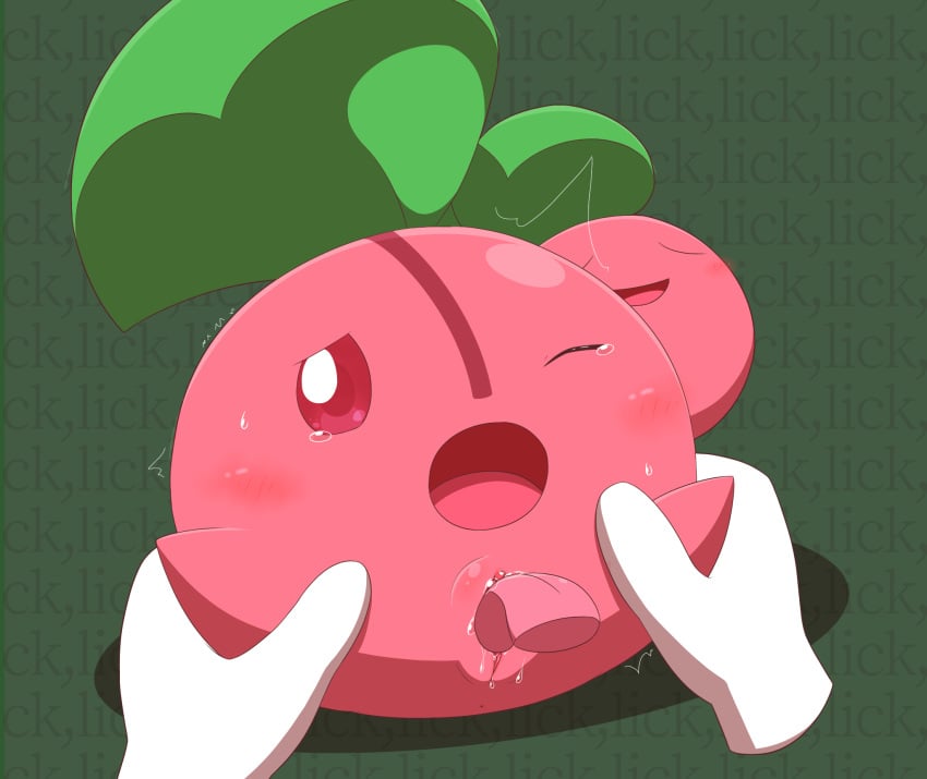 1girls ambiguous_gender anus blush cherubi clitoris closed_eyes cunnilingus disembodied_hands feet female feral green_background human interspecies leaf licking minami_(artist) motion_lines nintendo nude one_eye_closed open_mouth oral pink_eyes pink_skin plant pokémon_(species) pokemon pokemon_dppt pokemon_focus pussy pussy_juice saliva size_difference solo_focus spread_legs tears tongue trembling vaginal_penetration video_games wet wince