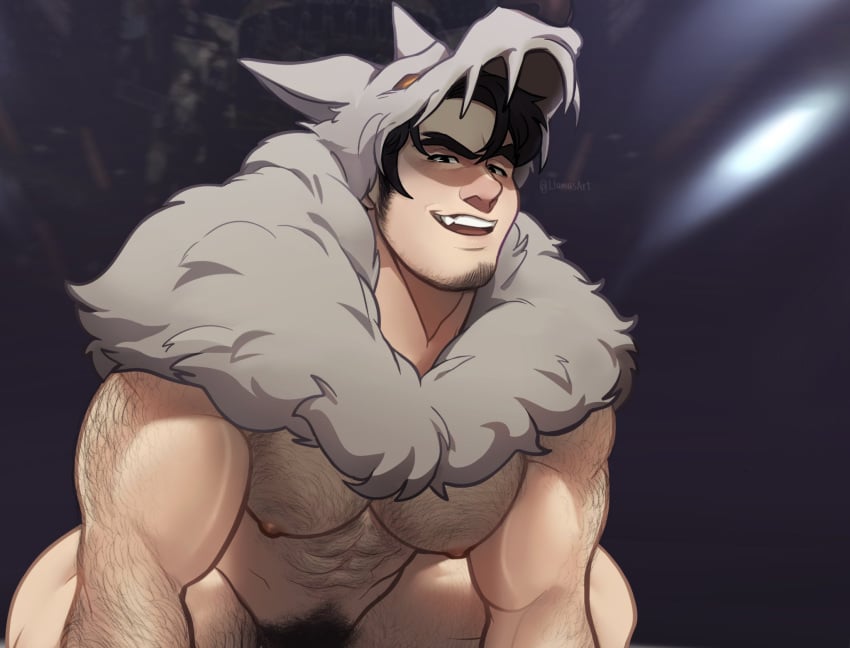 abs bara beowulf_(skullgirls) biceps daddy dilf llamasart male male_nipples male_only male_pubic_hair manly mature_male muscular muscular_male nipples nude pecs skullgirls