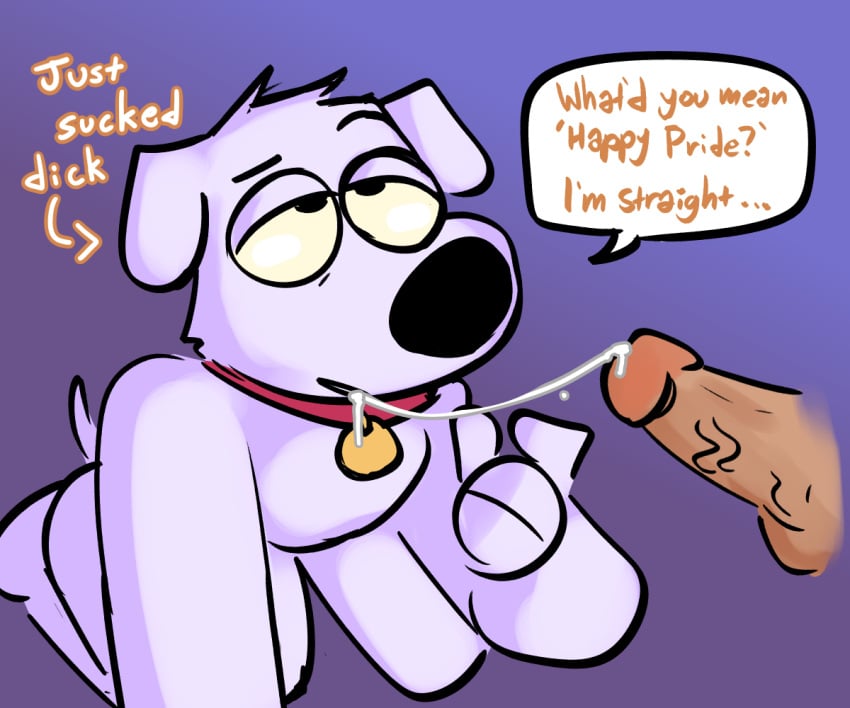 after_fellatio after_oral after_oral_penetration after_orgasm after_sex bodily_fluids brian_griffin canid canine cum cum_drip cum_dripping_from_penis cum_in_mouth cum_inside cum_on_own_penis cum_on_penis cum_on_self cum_strand cum_string dialogue dripping erection family_guy genital_fluids genitals in_denial looking_at_another male male/male mammal no_homo penis poprocks-coke stated_heterosexuality stated_sexuality tail talking_to_another talking_to_partner three-quarter_view vein veiny_penis