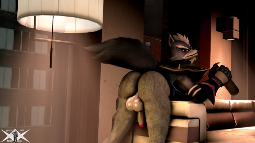 1boy 3d anal anthro ass big_ass big_testicles canine digital_media_(artwork) drunk furry knightashshadowborne knightsfm male male_only mammal nintendo source_filmmaker star_fox testicles text video_games wide_hips wolf_o'donnell