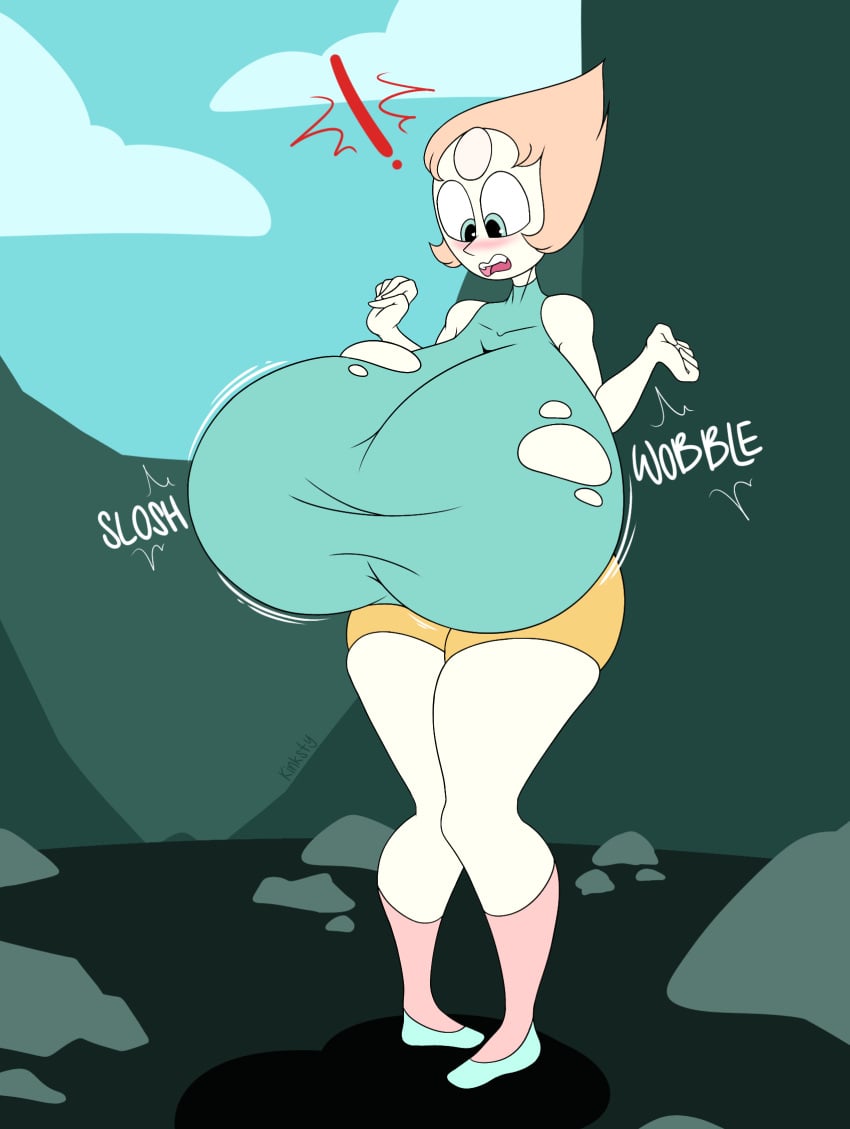 1girls big_breasts blush breasts cartoon_network female gigantic_breasts huge_breasts huge_breasts kinksty massive_breasts milf pearl_(steven_universe) ripped_clothing slosh sloshing_breasts solo steven_universe wardrobe_malfunction wide_hips wobble wobbling_breasts