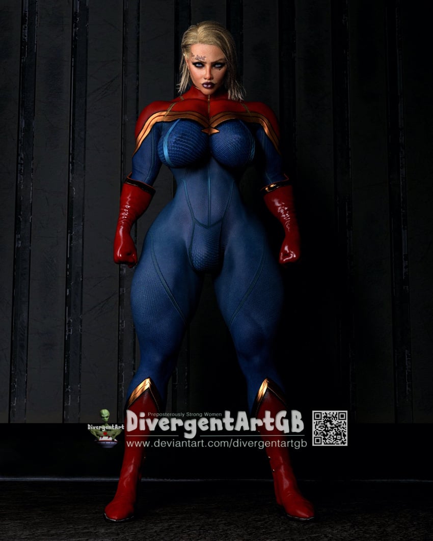 1futa 3d 3d_(artwork) bulge bulge_through_clothing captain_marvel carol_danvers divergentartgb futa_only futanari marvel muscular muscular_futanari solo solo_futa