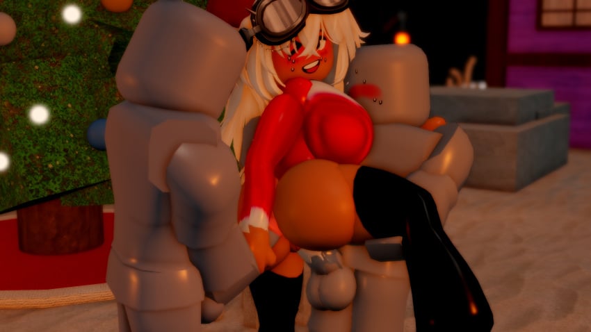 1girls 2boys 3d anon blush creampied cum cum_in_pussy cum_inside female holding_leg holding_penis jasper27 leg_up looking_back male request roblox roblox_avatar robloxian santa_claus_(cosplay) santa_costume santa_hat self_upload standing_on_one_leg standing_sex sweat sweating vagina vaginal_penetration vaginal_sex white_hair white_hair_female winking xmas xmas_tree