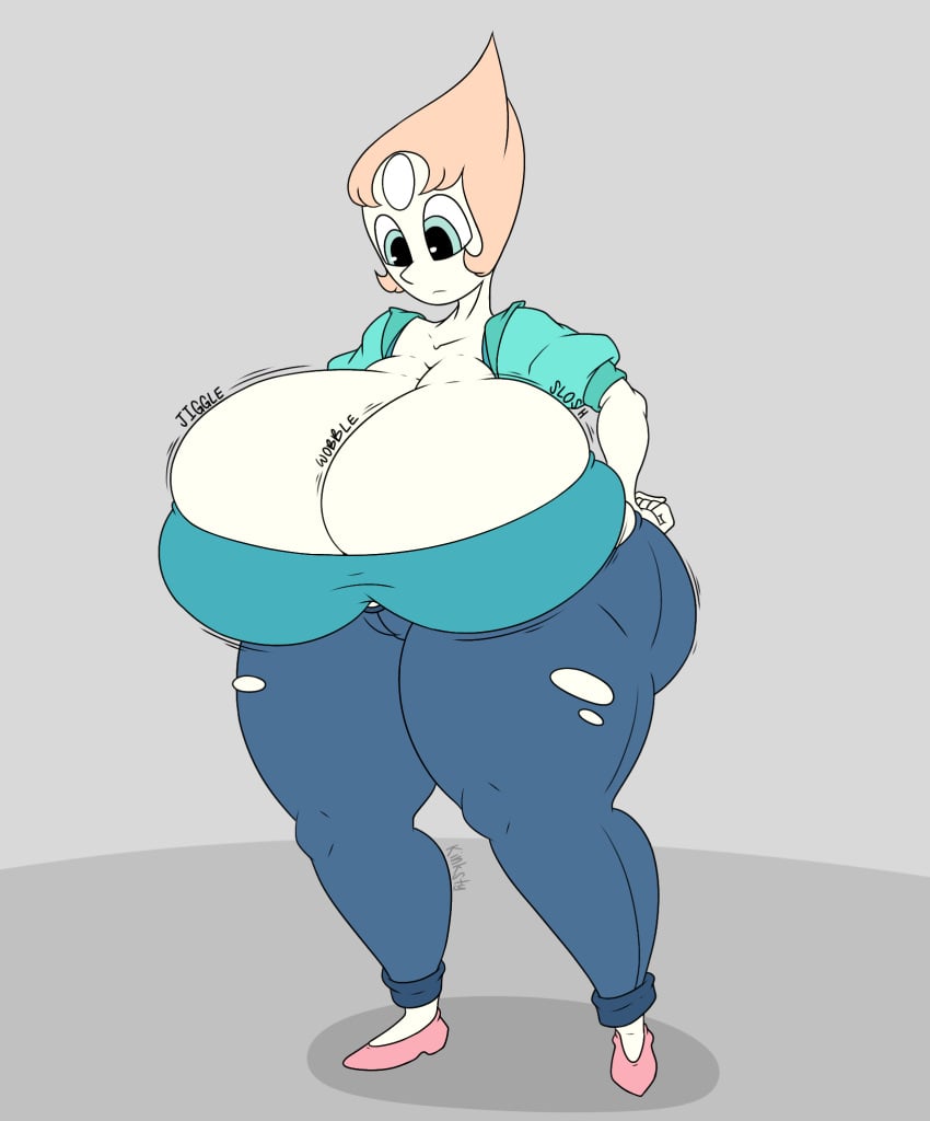 1girls breasts cartoon_network cleavage clothed clothing female gigantic_breasts huge_ass huge_breasts jeans jiggle kinksty massive_breasts milf mom_jeans mommy pearl_(steven_universe) ripped_clothing ripped_pants solo steven_universe thick_female thick_thighs wide_hips