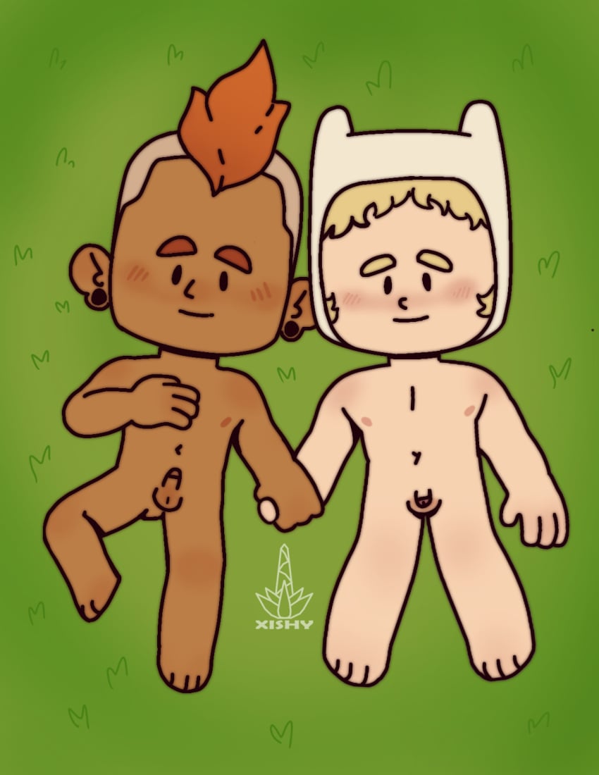 adventure_time cartoon_network chibi dj_flame finn_the_human flame_prince gay gay_sex genderswap_(ftm) naked